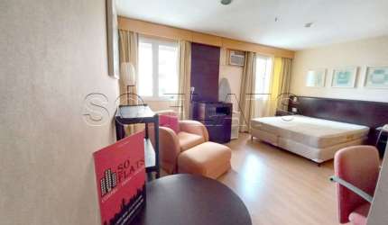 Flat na Vila Olímpia disponível para locação contendo 25m², 1 dormitório e 1 vaga de garagem