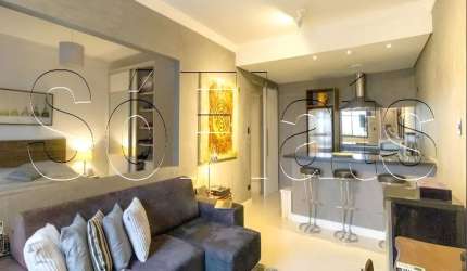 Flat no Le Bougainville com 57m², 1 dorm e 1 vaga de garagem, disponível locação em Alphaville.