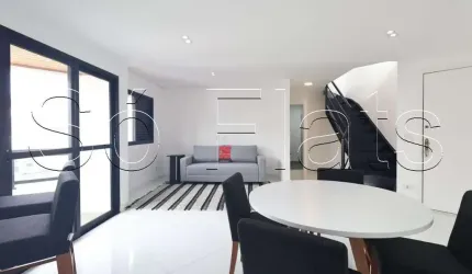 Apto no Free Flex, apto disponível para locação na cobertura com 110m², 2 dormitórios e 3 vagas.