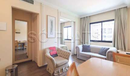Apto no The Universe mobiliado no Jardim Paulista, contendo 30m² e 1 dorm, disponível para locação.