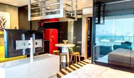 V House Boutique, flat de alto padrão disponível para locação 48m², 1 dorm e 1 vaga.