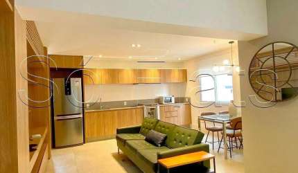 Residencial Canadá, apto no Itaim Bibi, disponível para locação com 96m², 1 dorm e 2 vagas.