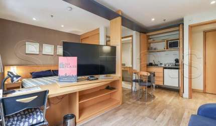 Transamérica Jardins, flat disponível para locação contendo 43m², 2 dormitórios e 1 vaga.