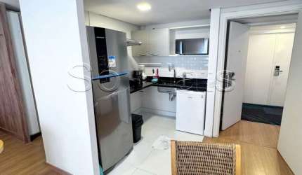 Flat no Mercure Times Square com 42m², 2 dorms e 1 vaga em Moema, disponível para locação.