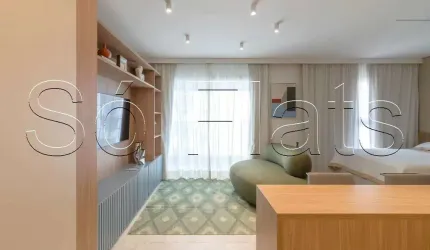 Flat no Residencial MeWe Jardins disponível para locação contendo 41m², 1 dormitório e 1 vaga.