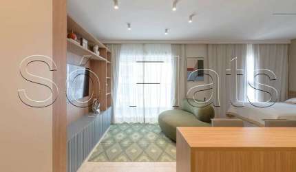 Studio no Residencial MeWe Jardins disponível para locação contendo 41m², 1 dormitório e 1 vaga.