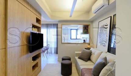 Flat PHS, apartamento reformado disponível para venda com 40m², 01 dormitório e 01 vaga de garagem