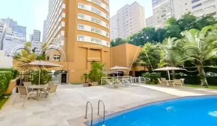 Flat no International Plaza com 2 dormitórios e 2 vagas disponível para locação no Jardins.