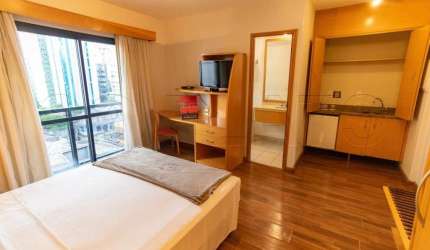 Flat Interative para locação com ótima localidade, 1 dorm. e 1 vaga de garagem.