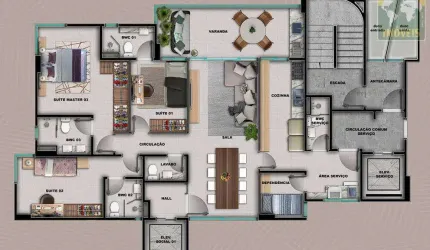 Apartamento para Venda em Natal, Tirol, 3 dormitórios, 3 suítes, 4 banheiros, 2 vagas