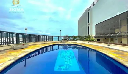 Frente mar - Cobertura à venda com 4 suítes - Piscina, sauna e churrasqueira - 4 vagas - Jardim Astúrias - Guarujá/SP