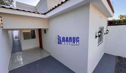 Vende-se casa nova 03 quartos sendo 01 suite, sala de tv, copa, cozinha, Wc social, piscina e churrasqueira, casa com área construída de 91,35m2.