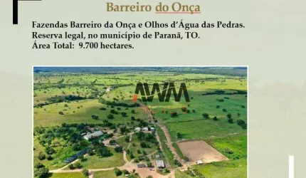 Fazenda à venda, 97000000 m² por R$ 110.000.000,00 - Zona Rural - Paranã/TO