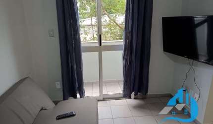 Apartamento de 1 dormitório de frente para a praia com vista mar lateral Perequê Açú