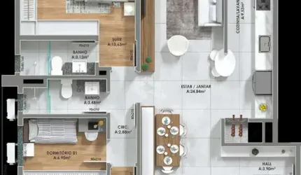 Apartamento com 3 Dormitórios (1 suíte) no Botafogo