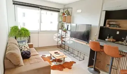 Apartamento 1 dormitório, Marechal Rondon Canoas, semi-mobiliado, vaga garagem, churrasqueira privada, piscina, elevador, financiamento e FGTS.