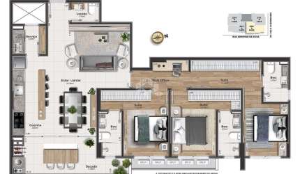 Apartamento com 3 suítes em Kobrasol-SJ