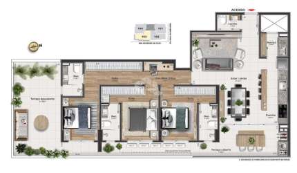 Apartamento garden com 3 suítes em Kobrasol-SJ