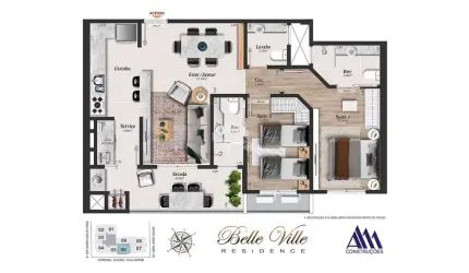 Apartamento com 2 suítes em Kobrasol-SJ