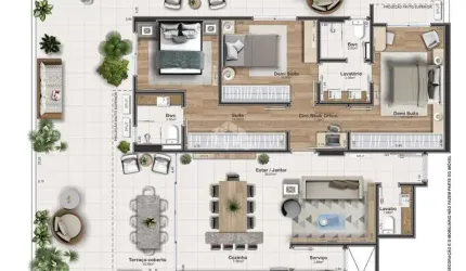 Apartamento garden com 3 suítes em Kobrasol-SJ