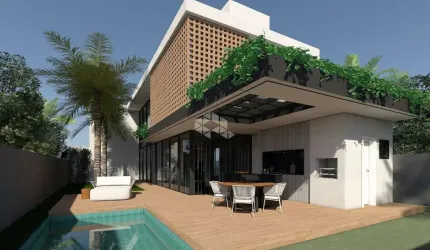 CASA RESIDENCIAL NO BAIRRO VIVAPARK, EM PORTO BELO, SC, COM 255m² PRIVATIVOS, PISCINA, ESPAÇO GOURMET, 04 SUÍTES, E 02 VAGAS DE GARAGEM COBERTAS.