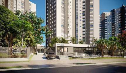 Apartamento de 52m²  com 2 quartos, sendo 1 suíte, cozinha integrada à sala