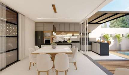 CASA RESIDENCIAL NO BAIRRO FORQUILHAS, EM SÃO JOSÉ, SC, ESPAÇO GOURMET COM CHURRASQUEIRA, 03 QUARTOS SENDO 01 SUÍTE, E 02 VAGAS DE GARAGEM.
