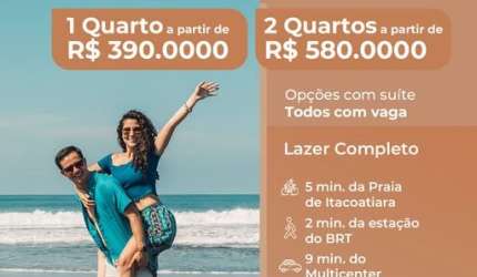Apartamentos de 1 e 2 quartos com vaga de garagem