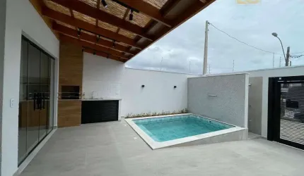 Casa Térrea Nova e Moderna  com piscina - venda á 1500 m do mar  - Flora Rica II - Peruíbe/SP