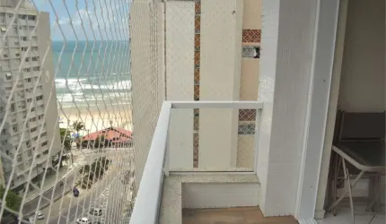 110 m² 3 dorm + dependencia suite, andar alto, vista para o mar, 1 vaga, predio com serviço de praia