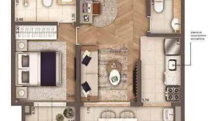 Apartamento 1 Dormitório (47m²), 1 Suíte, Terraço, 1 Vagas. More ao lado da estação Vila Mariana