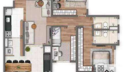 Apartamento 3 Dormitórios (84m²), 1 suíte, 2 vagas, terraço gourmet. A 200 metros da estação Giovanni Gronchi