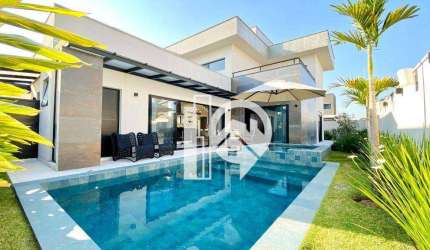 Casa luxuosa e mobiliada em condomínio 4 suítes com escritório e piscina à venda, 332 m² Jardim do Golfe 3 - SJCampos/SP