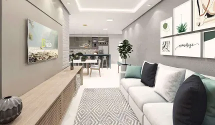 Apartamento para Venda em Praia Grande, Ocian, 3 dormitórios, 1 suíte, 2 banheiros, 2 vagas