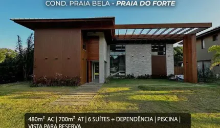 CONDOMINIO PRAIA BELA - PRAIA DO FORTE - Casa a venda no cond. Praia Bela em Praia do Forte. Sao 6 suítes com vista privativa para reserva.