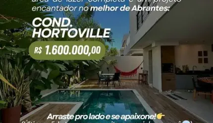 HORTO VILLE - Casa Alto Padrão com 4/4 e acabamento de primeiríssima qualidade. Condomínio HortoVille - Abrantes.