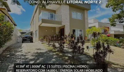 ALPHAVILLE LITORAL NORTE 2 - Casa a Venda no Alphaville Litoral Norte 2. 4 Suítes, energia solar e porteira fechada