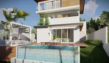 Sobrado à venda em condomínio, com 3 suítes e piscina com borda infinita