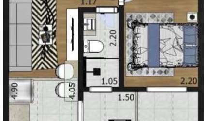 Apartamento tipo para venda com 1 quarto, 26m²