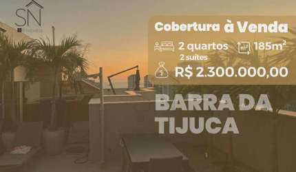 Cobertura com 2 dormitórios à venda, 185 m² por R$ 2.300.000,00 - Barra da Tijuca - Rio de Janeiro/RJ