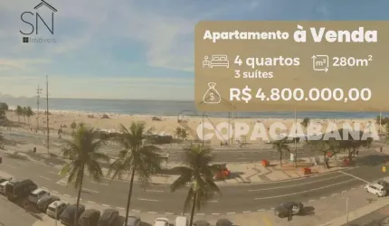 Atlantica, frontal mar, com 280 metrosApartamento com 4 dormitórios à venda, 280 metros - Copacabana - Rio de Janeiro/RJ