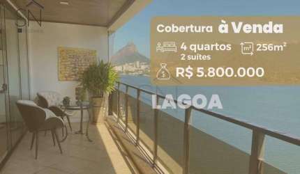 Cobertura com linda vista, à venda, 256 m² por R$ 5.800.000 - Lagoa - Rio de Janeiro/RJ
