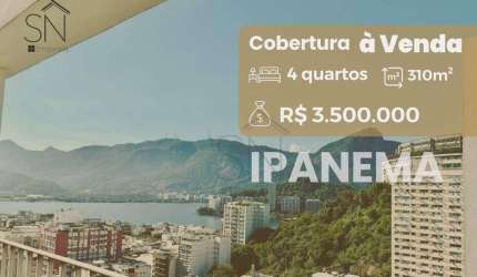Cobertura com 4 dormitórios à venda, 310 m² por R$ 3.500.000,00 - Ipanema - Rio de Janeiro/RJ