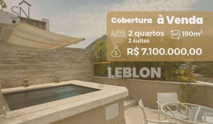 Cobertura com 2 dormitórios à venda, 190 m² por R$ 7.100.000,00 - Leblon - Rio de Janeiro/RJ