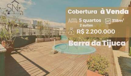 Cobertura com 5 dormitórios à venda, 318 m² por R$ 2.200.000,00 - Barra da Tijuca - Rio de Janeiro/RJ