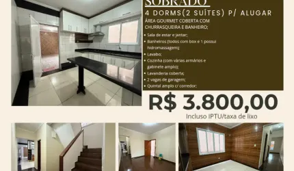 Alugo sobrado individual, Polvilho, Cajamar, 4 dorms, 2 suítes, sacada, área gourmet,  2 vagas cobertas e muito mais, confiram: