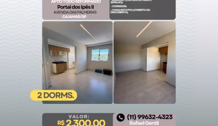 Apartamento com 2 dorms para alugar em Cajamar, 47m², 1 vaga, 16° andar, Avenida das Palmeiras,  Portais II