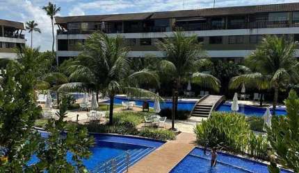 Flat à venda com 60m²,  com mobília, Varanda gourmet, Sala, com vista para as Piscinas,  Muro Alto,