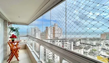 Apartamento Mobiliado com Sacada Gourmet Vista Mar e Lazer Completo