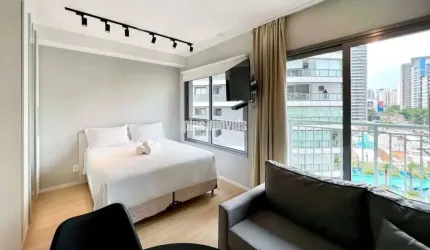 Studio com 1 quarto e mobiliado, 27 m² na Zona Sul em Vila Nova Conceição, São Paulo